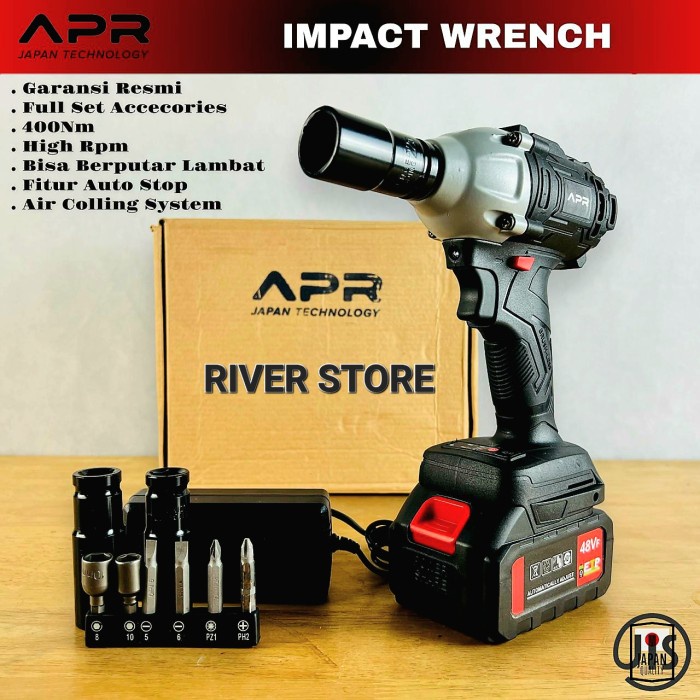 Impact Wrench Cordless 48S APR Japan (1Baterai) Pembuka Baut Ban Mobil
