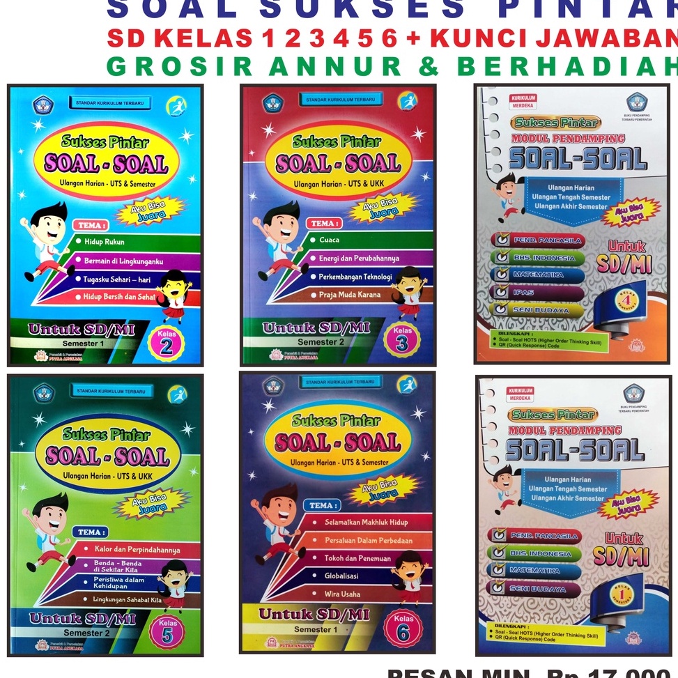IC100 Buku SUKSES PINTAR Soal Tematik SD Grosir + Kunci Jawaban K21 MERDEKA Kelas 1 2 3 4 5 6 MURAH 