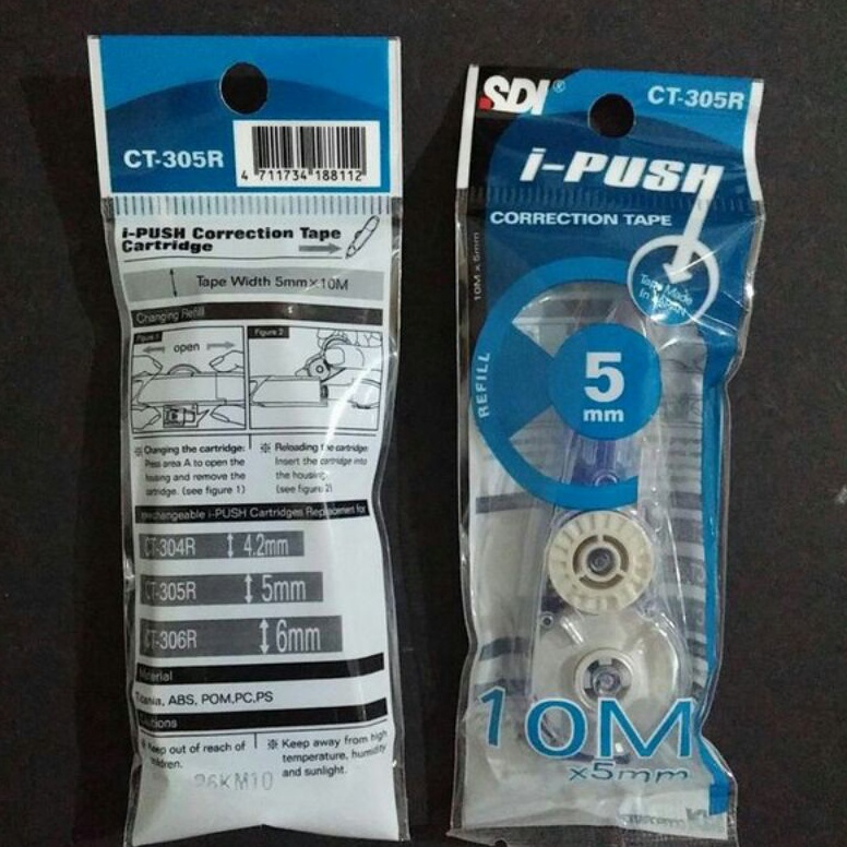 

68 SDI Refill correction tape 10m x 5mm / SDI refill tip ex i push CT 305 Terkini