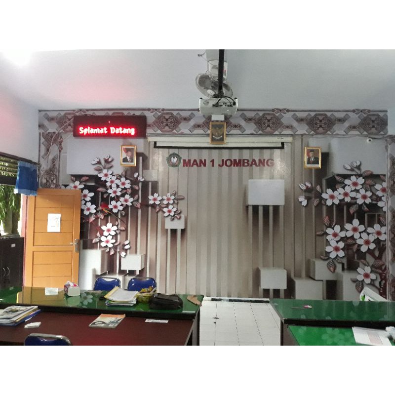 WALLBANNER/WALLPAPER 3DIMENSI Gb BUNGA COKLAT GARIS BURUNG ukuran kecil