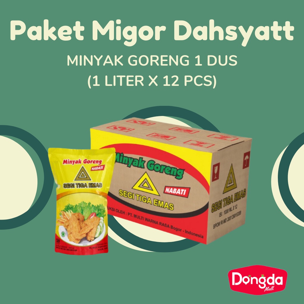 

DONGDA * Paket Minyak goreng Segitiga Emas 1 dus ( 1 liter x 12) Harga Dahsyatt