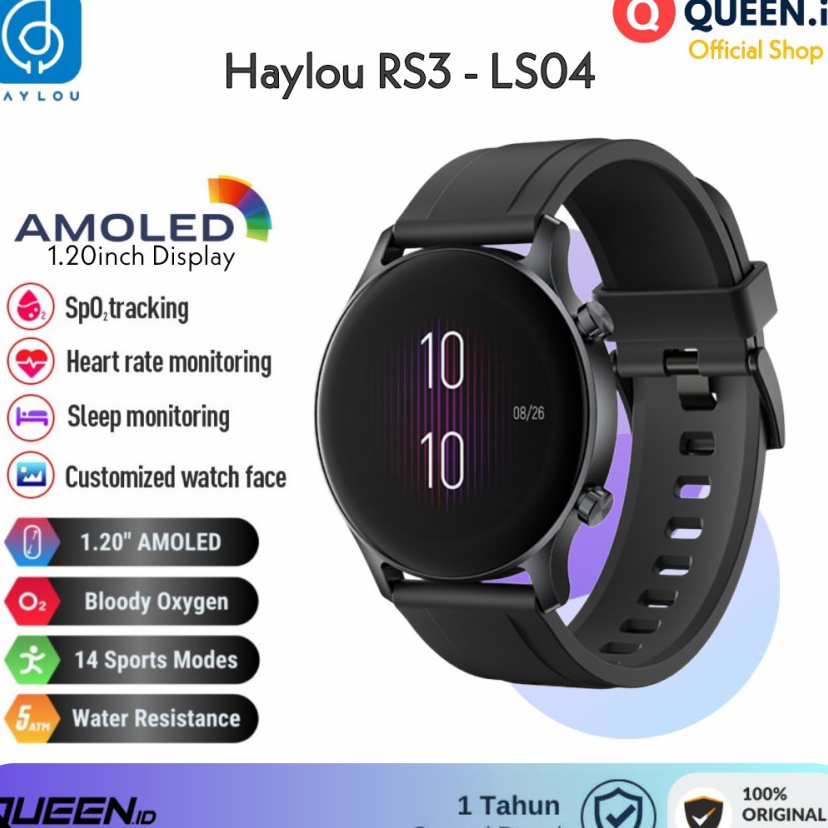 ➛➙❅⋆ Haylou RS3 LS04 SmartWatch GPS AMOLED Display SpO2 WaterProof - Smart Watch GLOBAL Garansi Resm