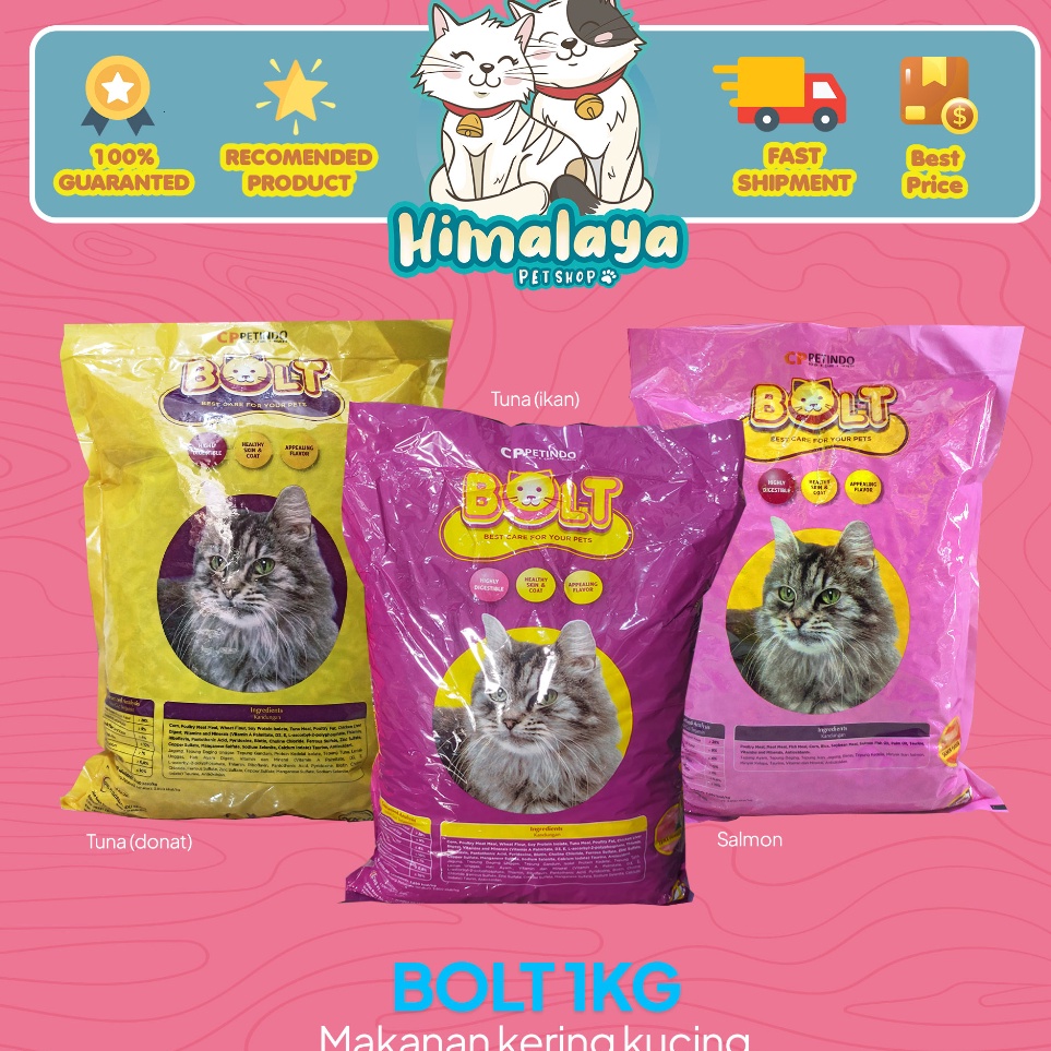 Limited Makanan Kucing kering murah BOLT 1kg - Makanan kucing termurah