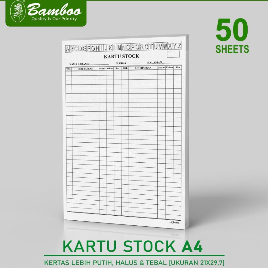 

➟ Bamboo Kartu Stock / Stock Card ukuran A4 [50 Sheets] 5966