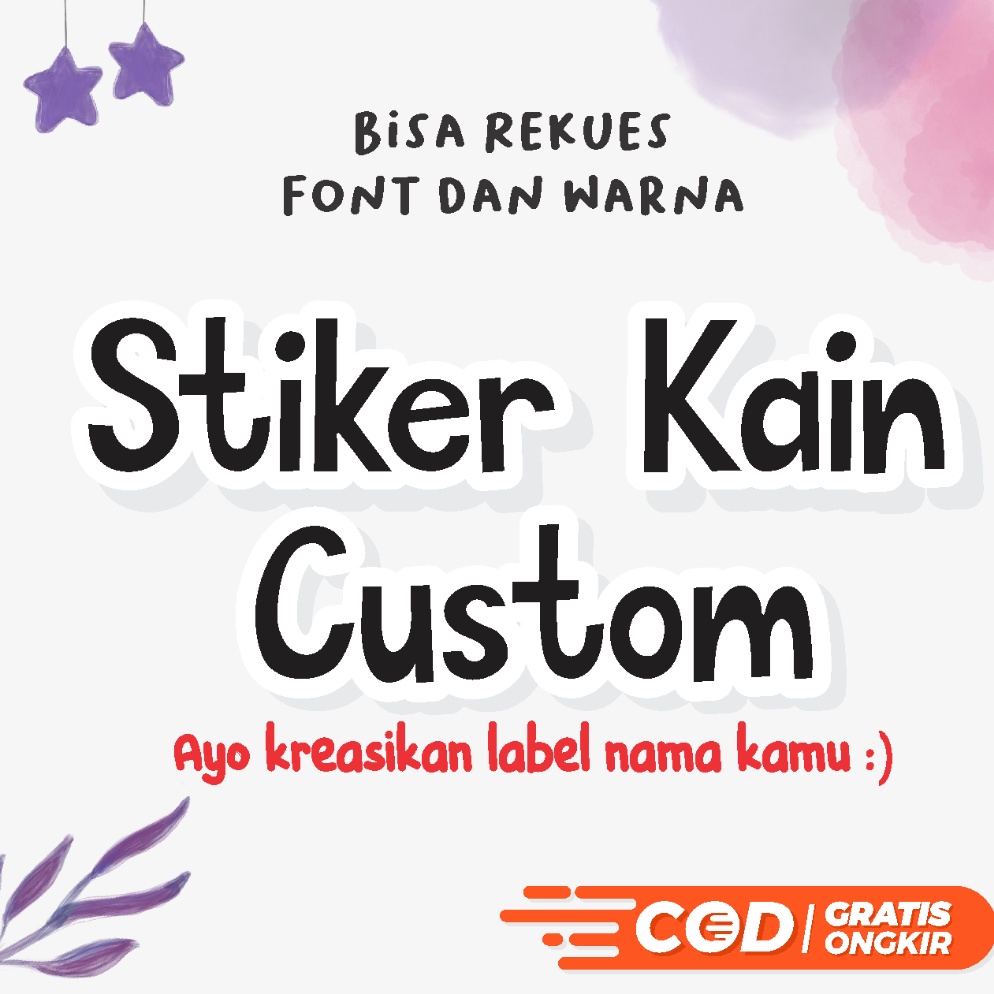 

➺ SEHARI JADI. Stiker Kain Custom . Stiker Label Nama Kain Baju Anak Sablon Setrika sticker aesthetic custom dapat 50pcs Laris )人(