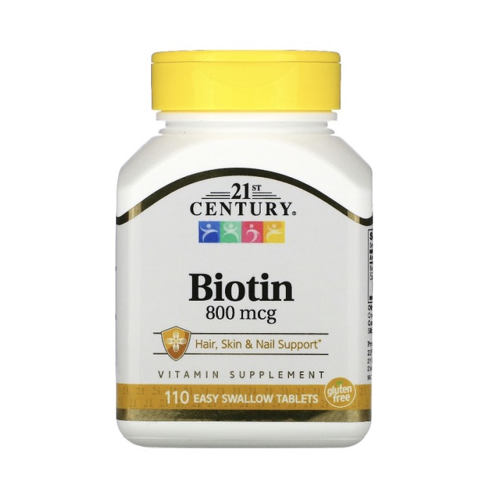 BIOTIN 21ST CENTURY 800 MG HAIR SKIN NAIL SUPPORT VIT B COMPLEX 110 TB