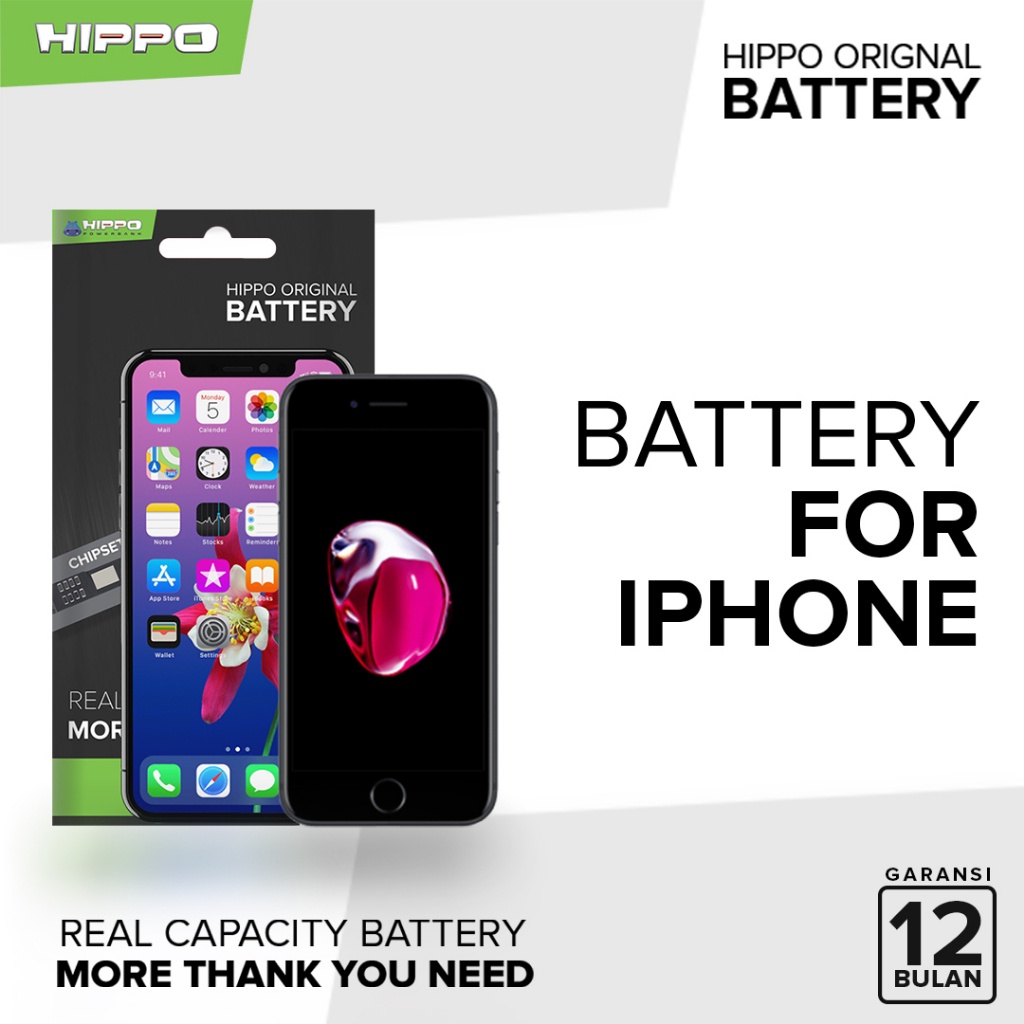 Hippo Baterai All Type iPhone 4 - iPhone 8 Plus 100% Original Batere Premium Garansi Battery Series