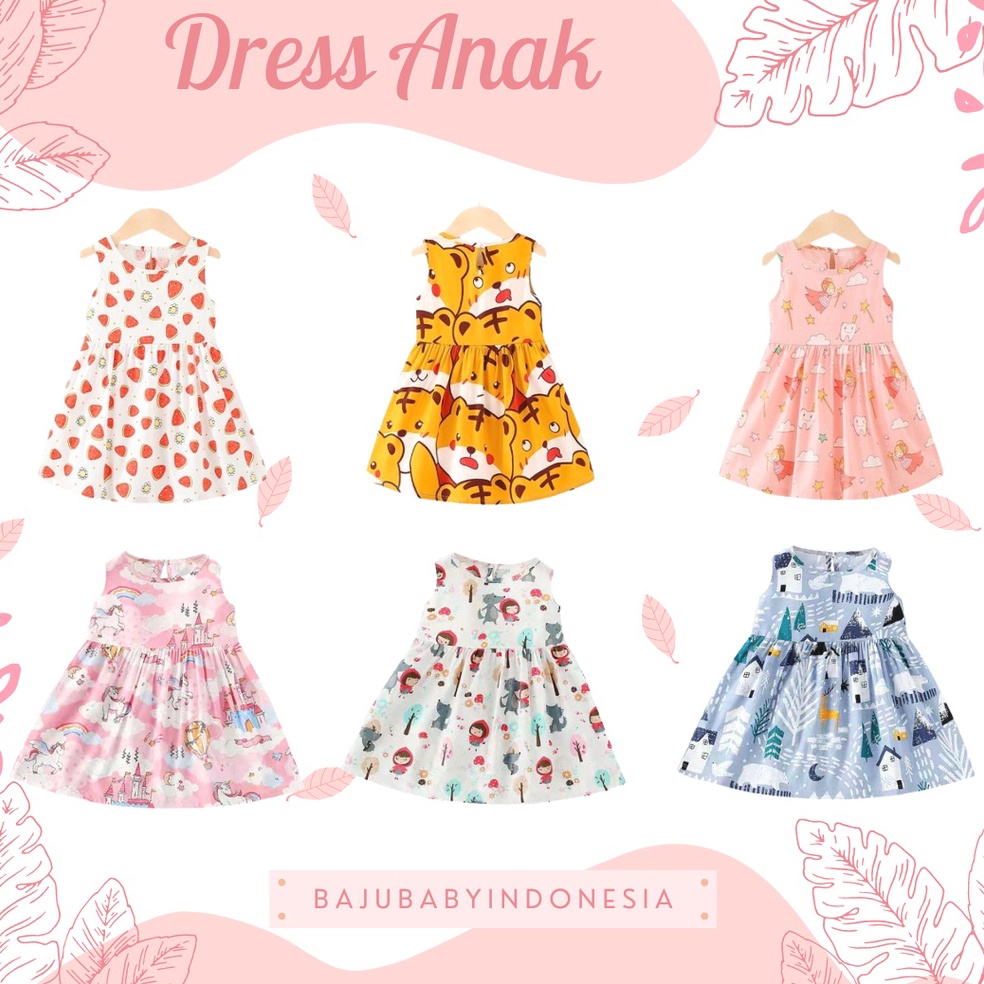 Terlaris.. BBI baju anak perempuan dress motif karakter 3019 3020 3022