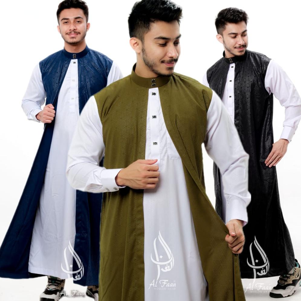 PREMIUM Jubah Reguler luaran manset Jubah Gamis Pria Jubba Gamis pria muslim jubah alfaan model alha