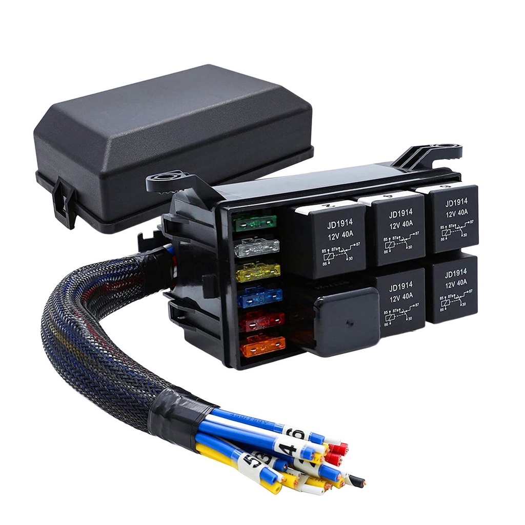 ✅&Fuse Relay Box Waterproof Premium Fuse Block and Relay Box Prewired Relay Box for Boat Motorcycle 