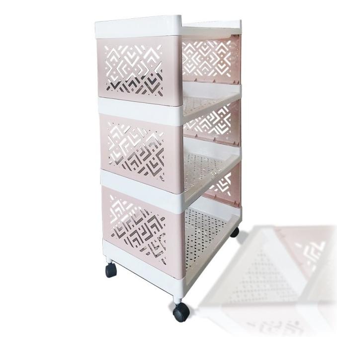 RAK PLASTIK 4 Susun dengan Roda - Rak Serbaguna KIMPLAST Rak Portable