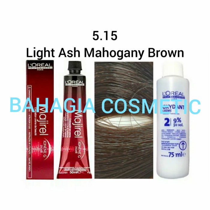 LOREAL MAJIREL NO. 5.15 LIGHT ASH MAHOGANY BROWN & OXYDANT 75ML