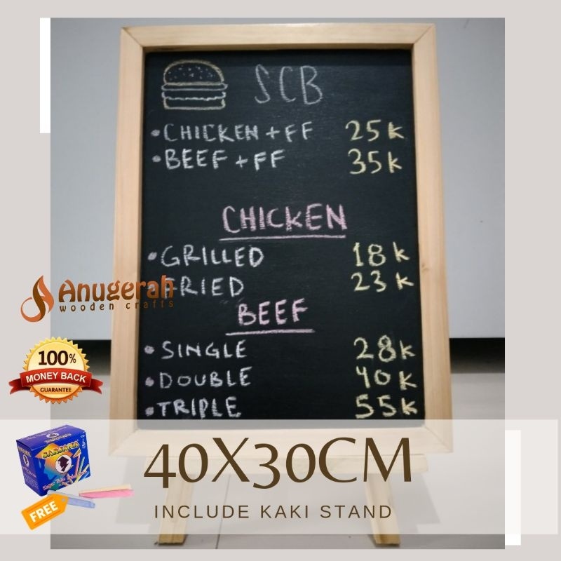 

Standing Ni Chalkboard 30X40Cm Papan Tulis Kapur Blaboard