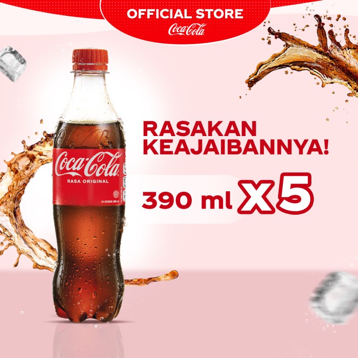 

Coca-Cola Original - Minuman Soda Rasa Kola - Botol 390ml - x5 Pcs