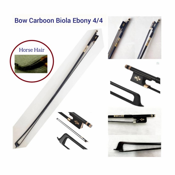 Terlaris Bow Biola Violin Carbon Fiber Karbon Ebony 4/4 Horse Hair Black Rambut