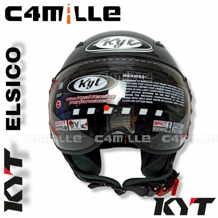 Helm Kyt Elsico Black Half Face Retro