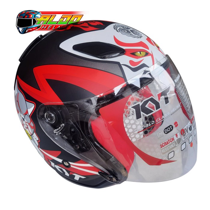 Helm Kyt Halfface / Kyt Dj Maru Kabuki Cat Gm Doff Original Djmaru Sni