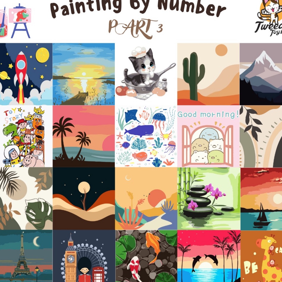 

→➘✹ TweedyTgr - Paint By Number Children Canvas Painting / Set Kanvas Lukis Anak / Part 3