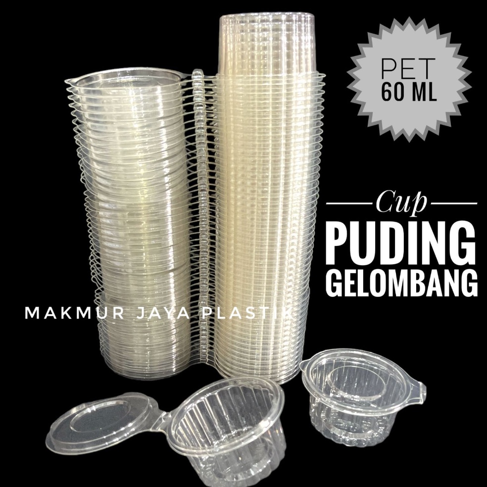 TSMX7490  PLASTIK CUP PUDING GELOMBANG BERGERIGI BAHAN PET ISI 50 PC