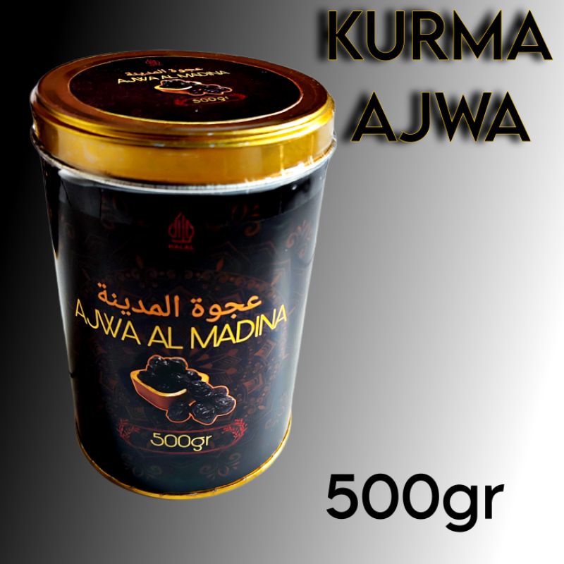 kurma ajwa 500 gram kaleng premium