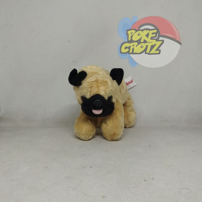 Boneka anjing pug kecil bulu melet aurora plush fluffy
