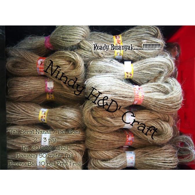 

;&;&;&;&] Tali Rami 50 Meter - Tali Serat Nanas - Tali Goni 2 ply - Burlap Goni