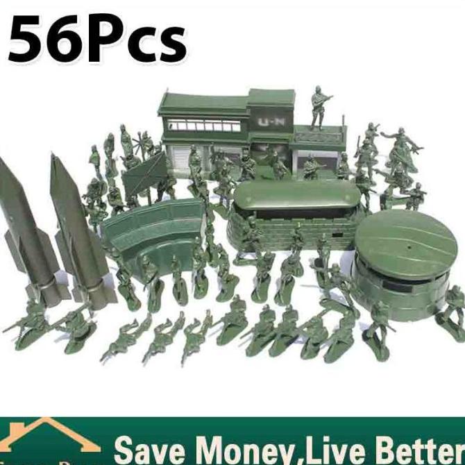 56Pcs Mainan figure Tentara Set Plastik Murah / Mainan Tentara