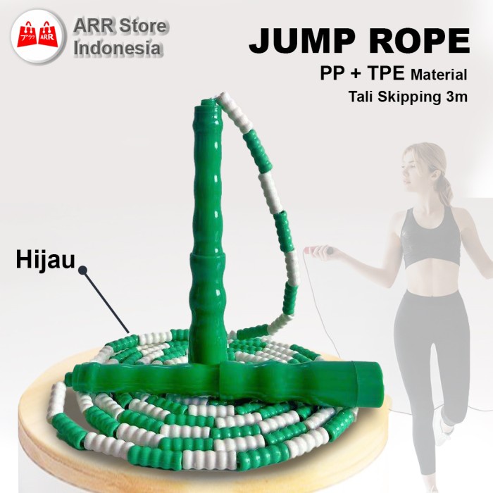 Bestseller Arr Lompat Tali Beaded Elevate Skipping Rope Pp+Tpe Tali 3M Hijau