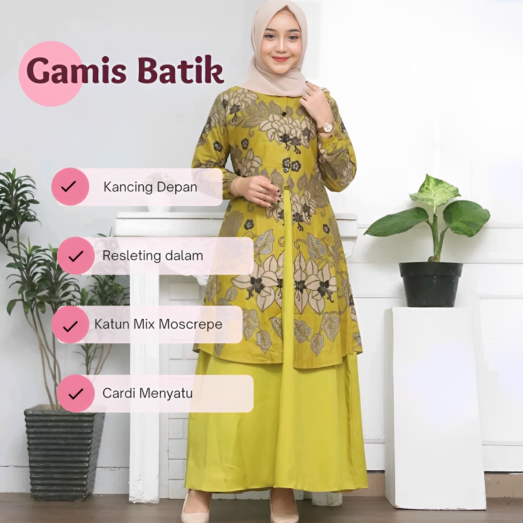 Dress Wanita Terbaru 2023 Korean Style Kondangan Dres Batik Modern Mewah Elegan Baju Batik Muslim Se