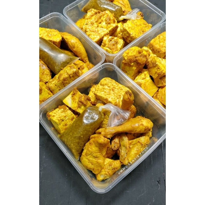 

paket penyetan ungkep bumbu kuning / ayam ungkep / tempe ungkep / tahu ungkep