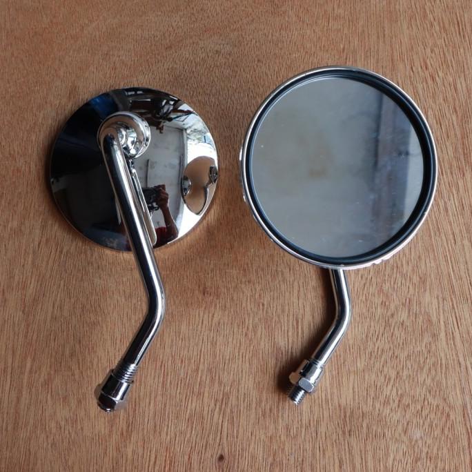 Termantab] Spion Motor Variasi Bulat Chrome Tangkai PendekDatar Model Vespa Mini