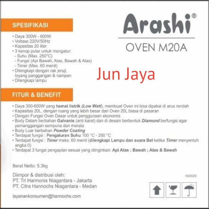 Oven Listrik Arashi M20A 20 Liter - Oven Elektrik