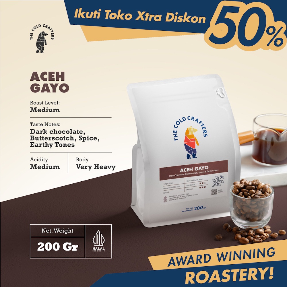 

The Cold Crafters - Aceh Gayo Arabica Grade 1 Biji Kopi Roasted Beans - BIJI KOPI 100gr/200gr/1kg