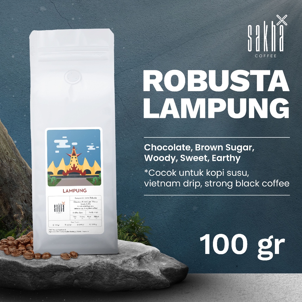 

Kopi Robusta Lampung Sumatra Coffee Roast Bean Espresso Beans 100 Gram Coffe Biji Bubuk Roastery