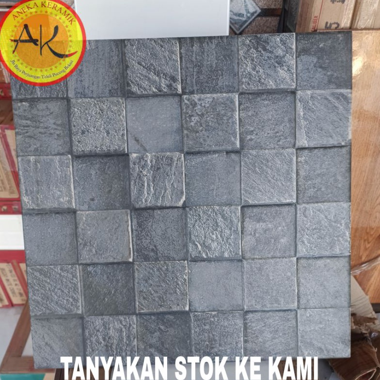 Ready Keramik Lantai Teras Garasi Dinding Kasar Matt Motif Batu Alam Timbul 3D 40x40 Cantaro Stone 9