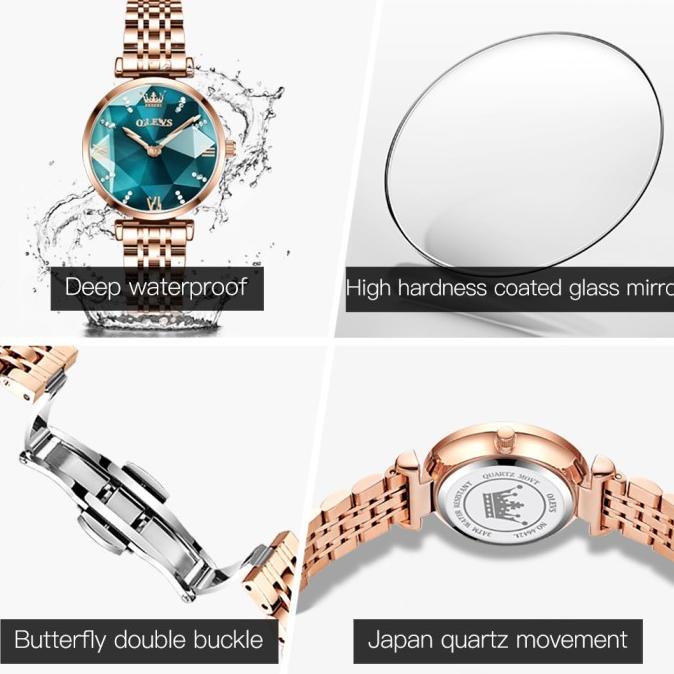 OLEVS JAM TANGAN WANITA ANTI AIR KECIL ORIGINAL CEWEK RANTAI TERBARU TRIHANDAYANI570