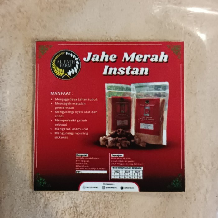 

JAHE MERAH INSTAN 50 GRAM BUBUK JAHE UNTUK MINUMAN HERBAL SUSU KOPI