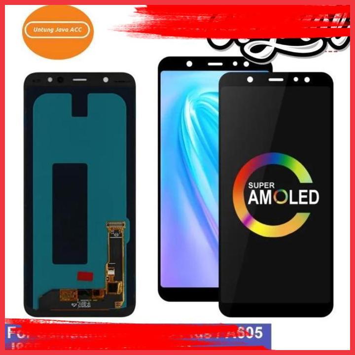 (jav) lcd touchscreen samsung a6 plus 2018 a605 j8 plus super amoled ori