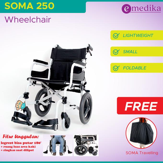 Kursi Roda Traveling SOMA Aluminium 250 14" ( Wheelchair Roda Kecil )