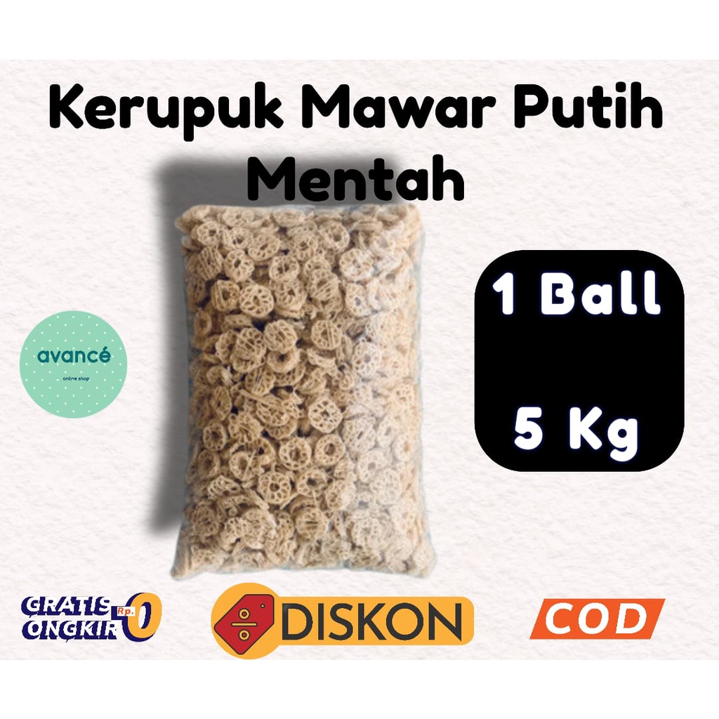 

1 Ball Kerupuk Ikan Mawar Putih Mentah, Enak dan Gurih, Berat Bersih 5 Kg (Kerupuk Viral / Seblak Raffael)