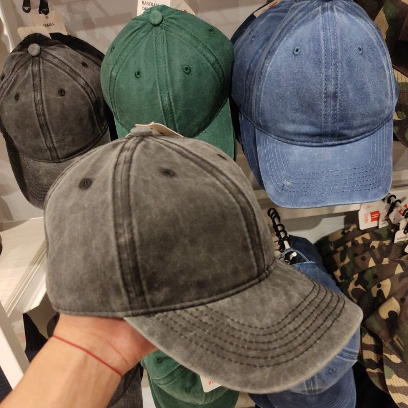 Denpasar COD Bali MINISO Vintage Washed Denim Baseball Cap Topi Denim Topi Miniso Topi Polos Topi Ba