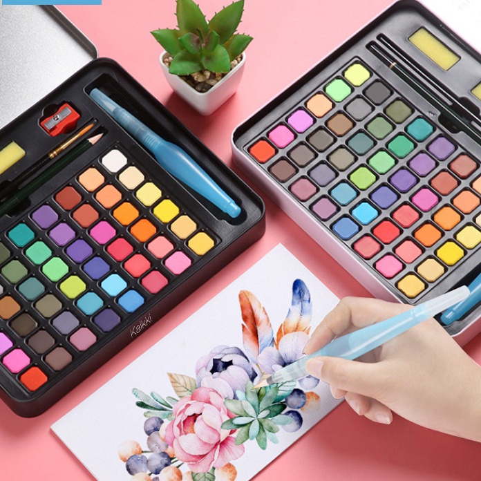 

[G62㊚] Kaikki cat air watercolor set - 36/48 warna water color alat cat air lukis set (termasuk kuas dan kertas gambar)!