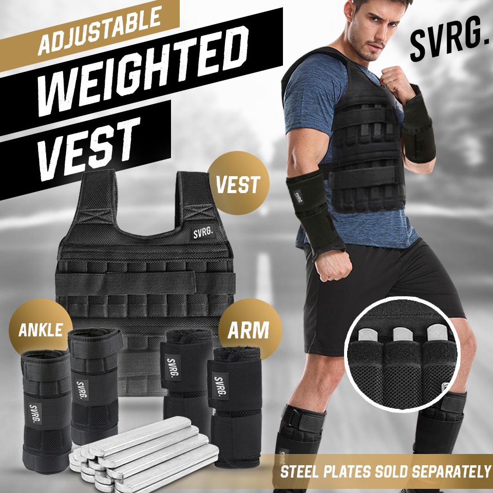 HARGA SPESIAL Svarga Adjustable Weighted Vest - Wrist & Ankle Weight - Rompi Beban