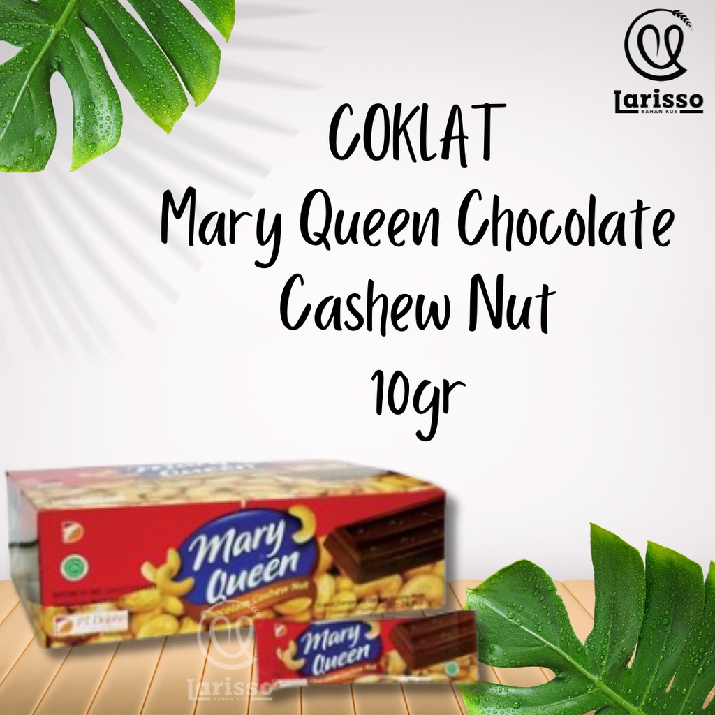 

DOLPHIN COKLAT MARY QUEEN CHOCOLATE CASHEW NUT 10GR COKLAT COMPOUND HITAM MANIS DENGAN KACANG MENTE