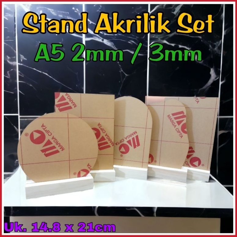 2.2 Brand Akrilik Stand Kayu A5 / Akrilik 2MM A5 / Akrilik 3MM A5