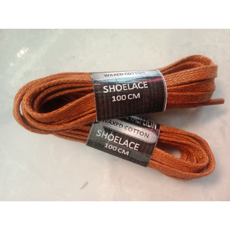 tali sepatu lilin gepeng 100cm tan