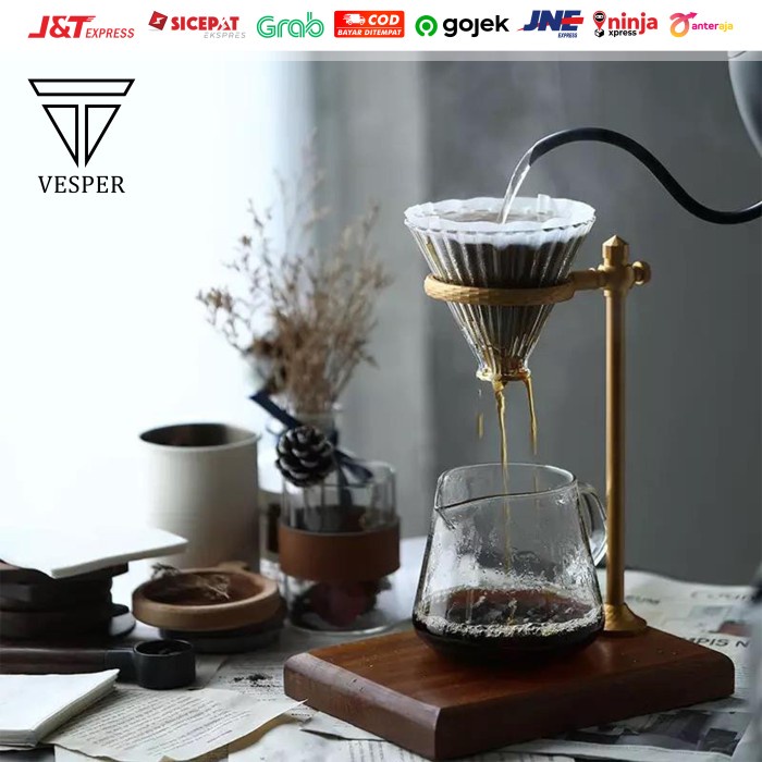 pour over stand V60 holder / coffee dripper wood walnut / tiang kopi