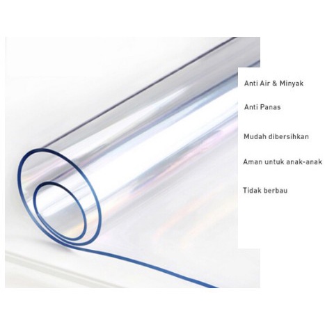 TAPLAK MEJA PLASTIK 2MM BULAT BUNDAR MIKA PVC LENTUR BENING