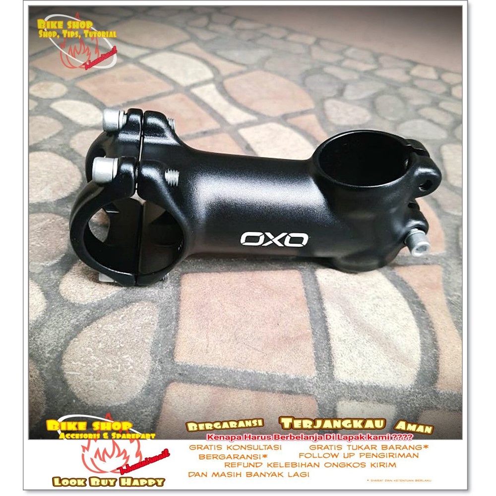 STEM MTB OXO HITAM 75 ALLOY 28.6-31.8mm 8cm Sepeda MTB BMX