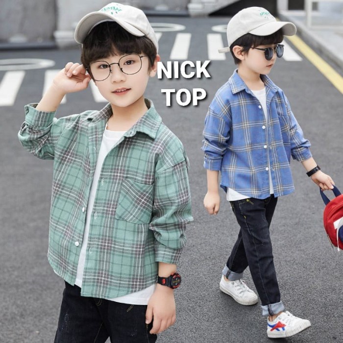 Nick Top Baju Kemeja Casual Anak Cowok Korea Import Fashion Daily